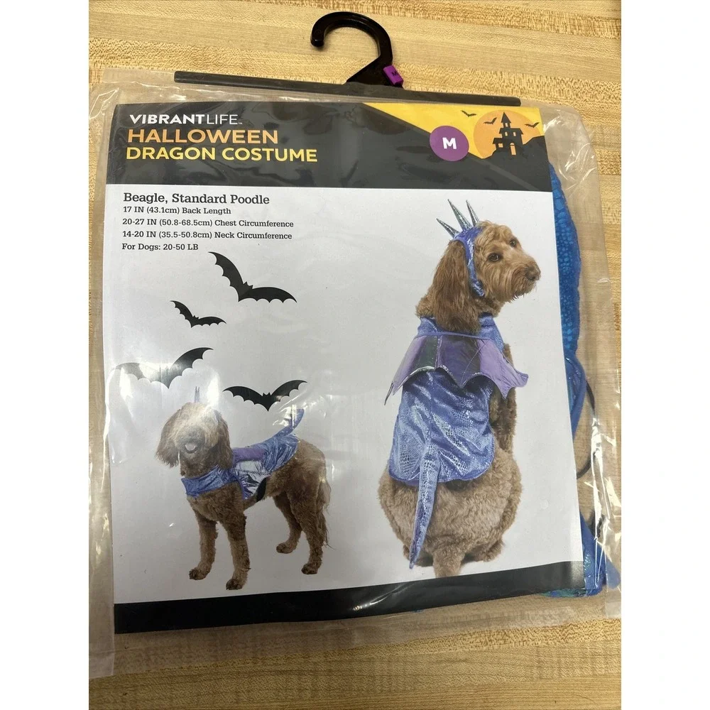Dog Costume Dragon Vibrant Life Halloween Dog Costume Size Med 20-50 Lbs NEW